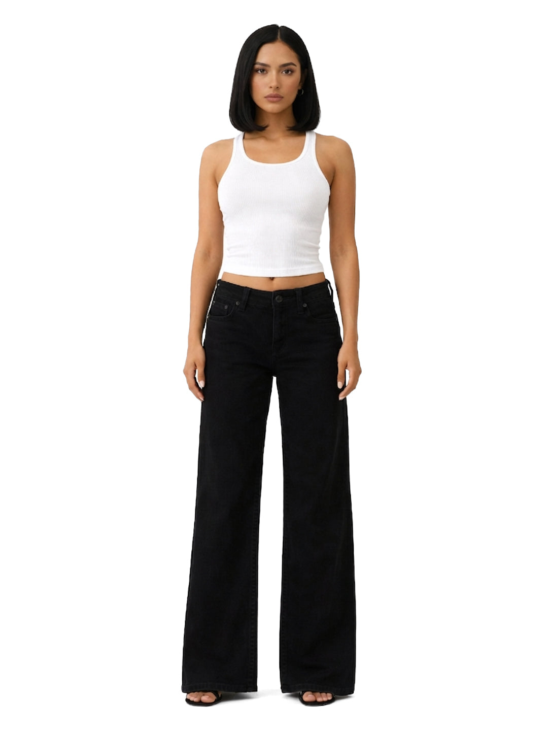 True Religion Women Cotton Black BOBBI SN Jeans