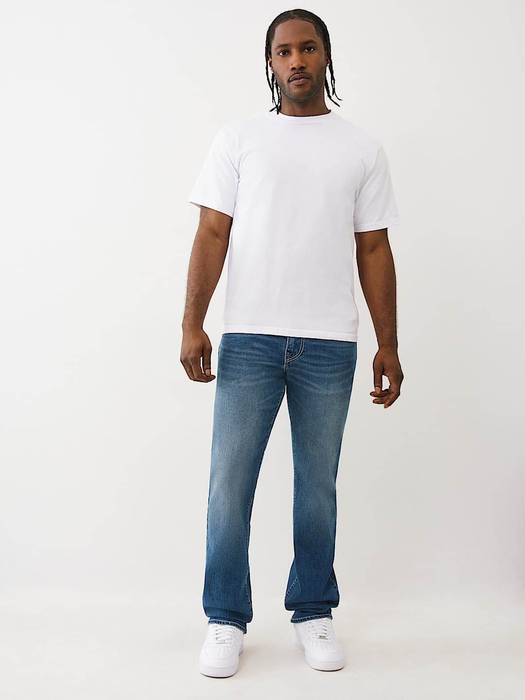 TRUE RELIGION Men Indigo Blue SN Ricky Straight Fit Jeans