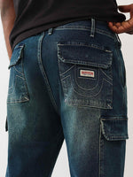 True Religion Men Blue Relaxed Fit Big T CARGO Trouser