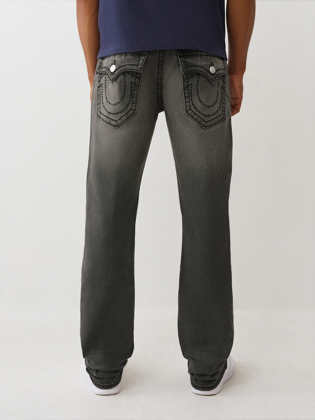 TRUE RELIGION Men Grey Embellished Straight Fit Jeans