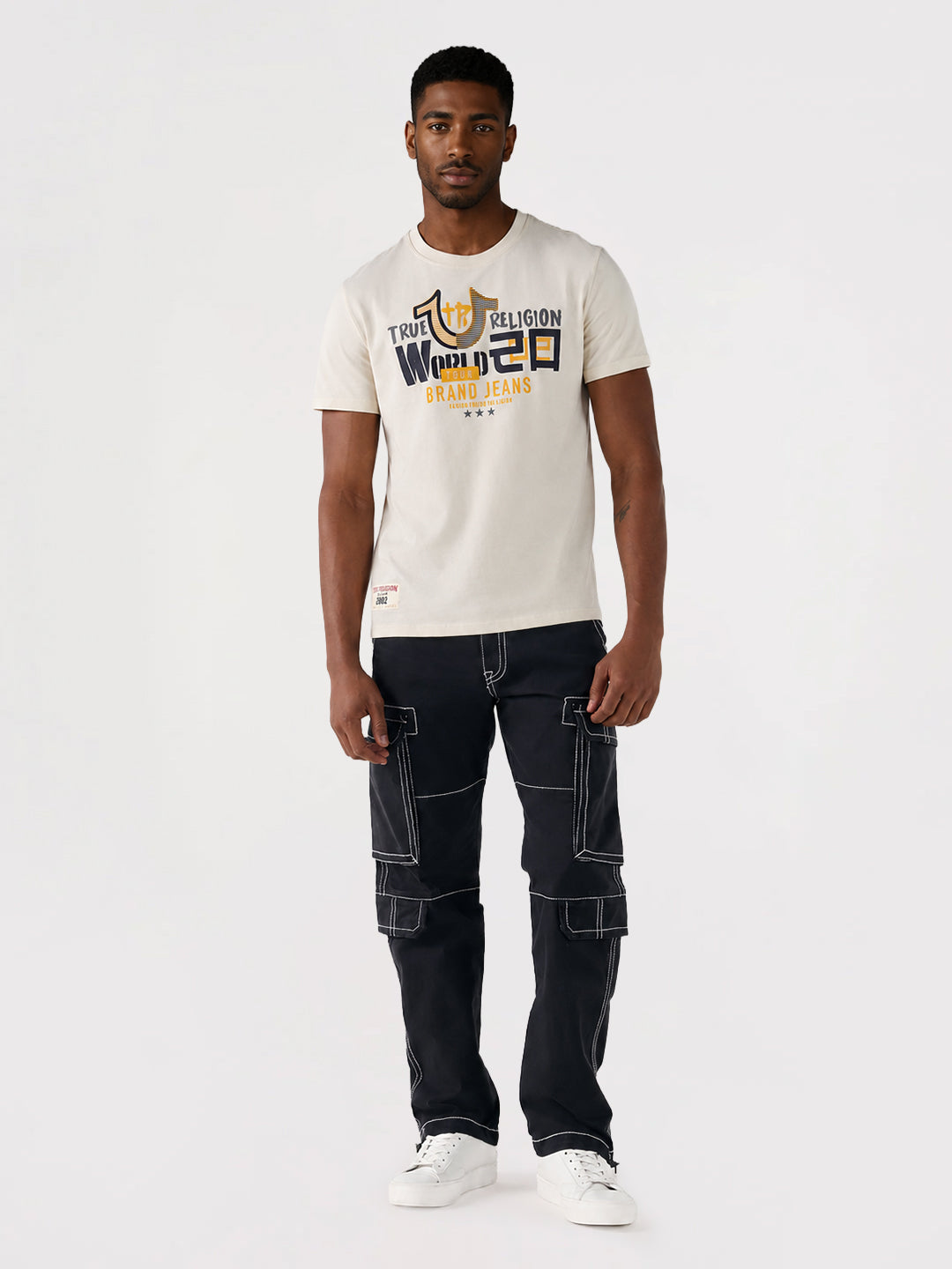 True Religion Men Black Relaxed Fit Cargo