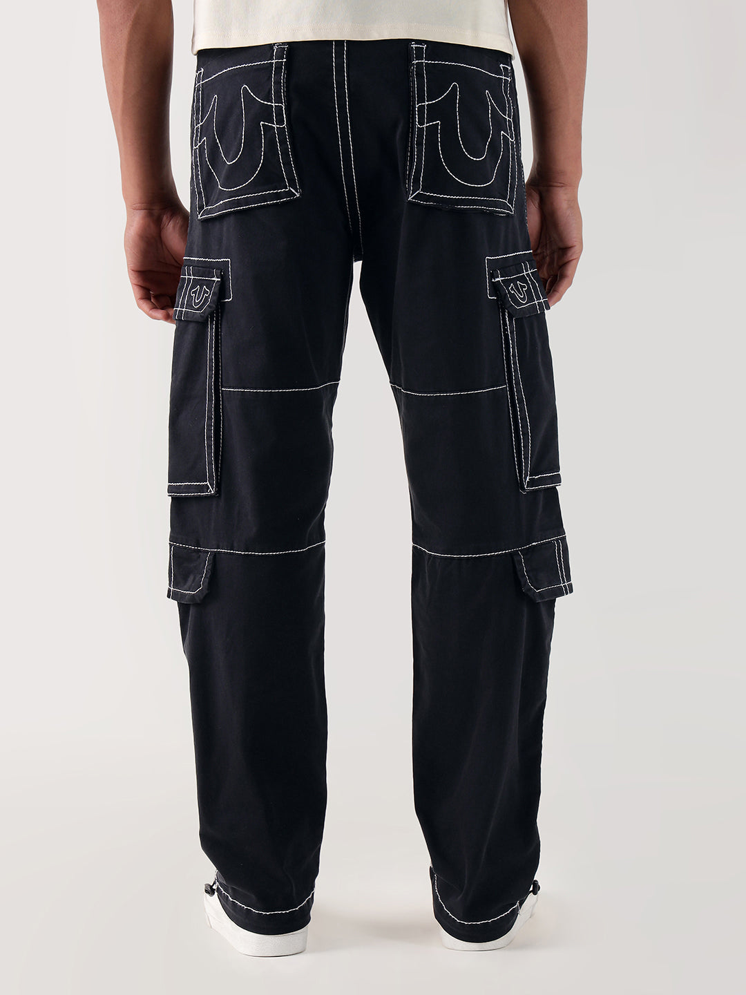 TRUE RELIGION Men Black Relaxed Fit Cargo