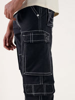 True Religion Men Black Relaxed Fit Cargo