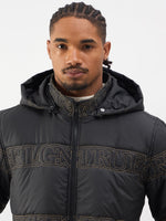 TRUE RELIGION Men Black Embroidered Detachable Hood Jacket