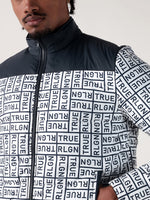 True Religion Men Navy Blue Printed Regular Fit Puffer Jacket