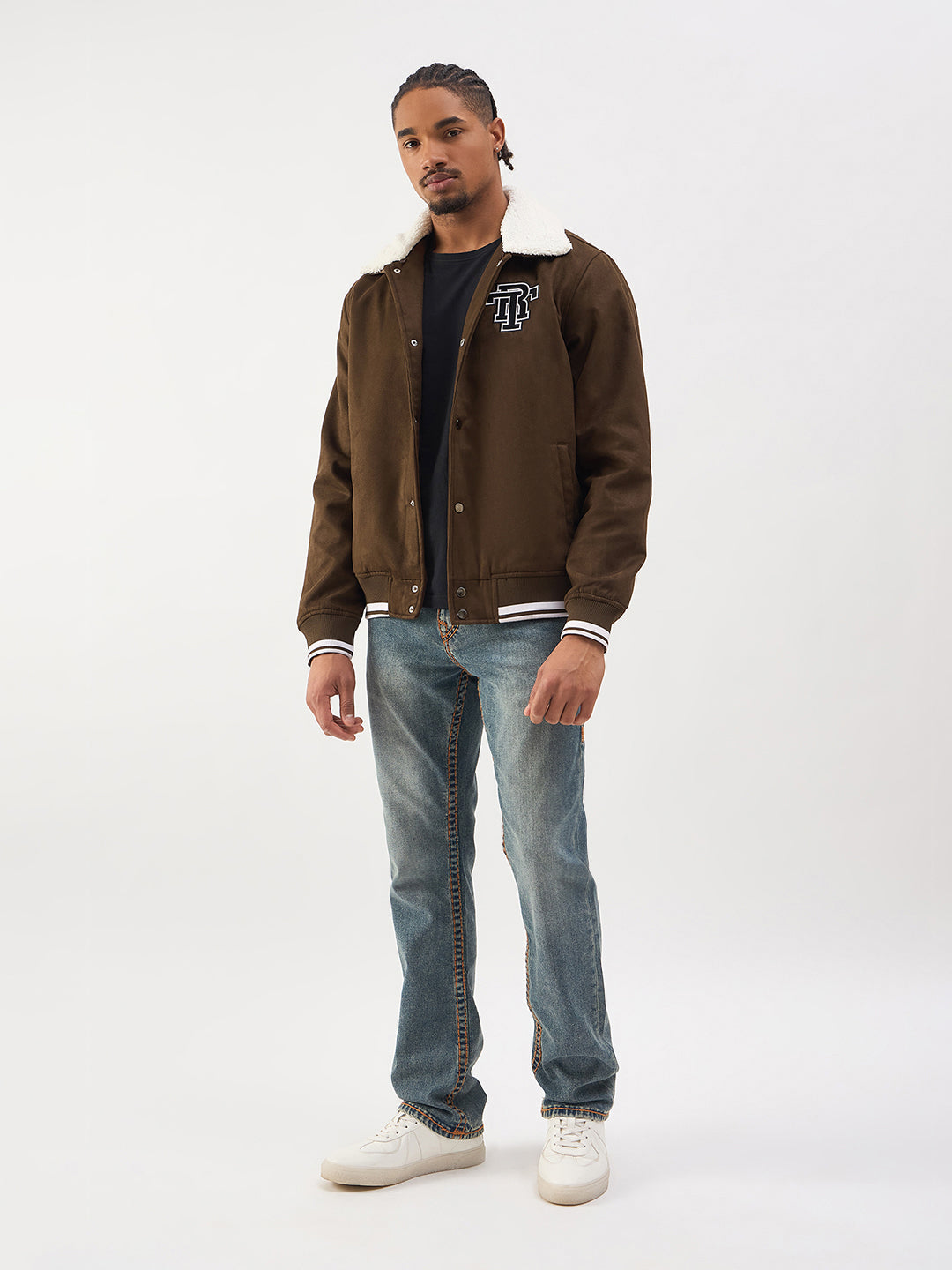 TRUE RELIGION Men Brown Regular Fit Suede Jacket
