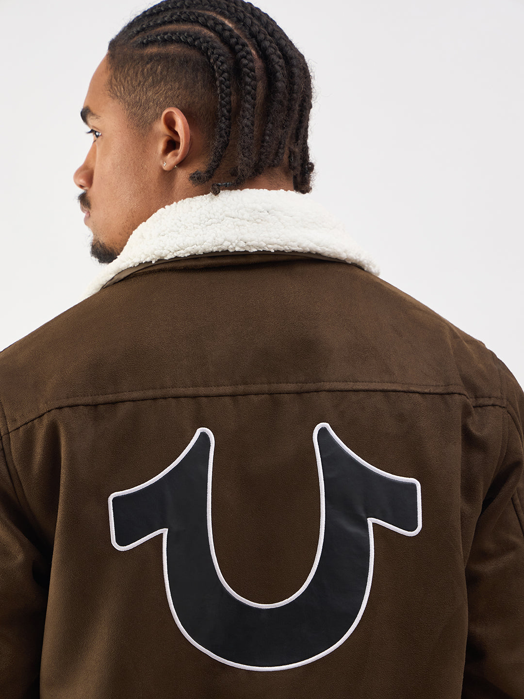 TRUE RELIGION Men Brown Regular Fit Suede Jacket