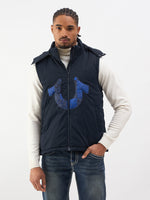 TRUE RELIGION Men Navy Detacheable Hood Jacket