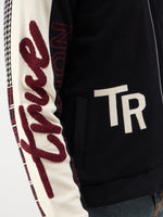 TRUE RELIGION Men Black Embroidered Shirt Collar Jacket