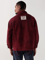 True Religion Men Maroon Relaxed Fit Denim Jacket