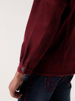 True Religion Men Maroon Relaxed Fit Denim Jacket