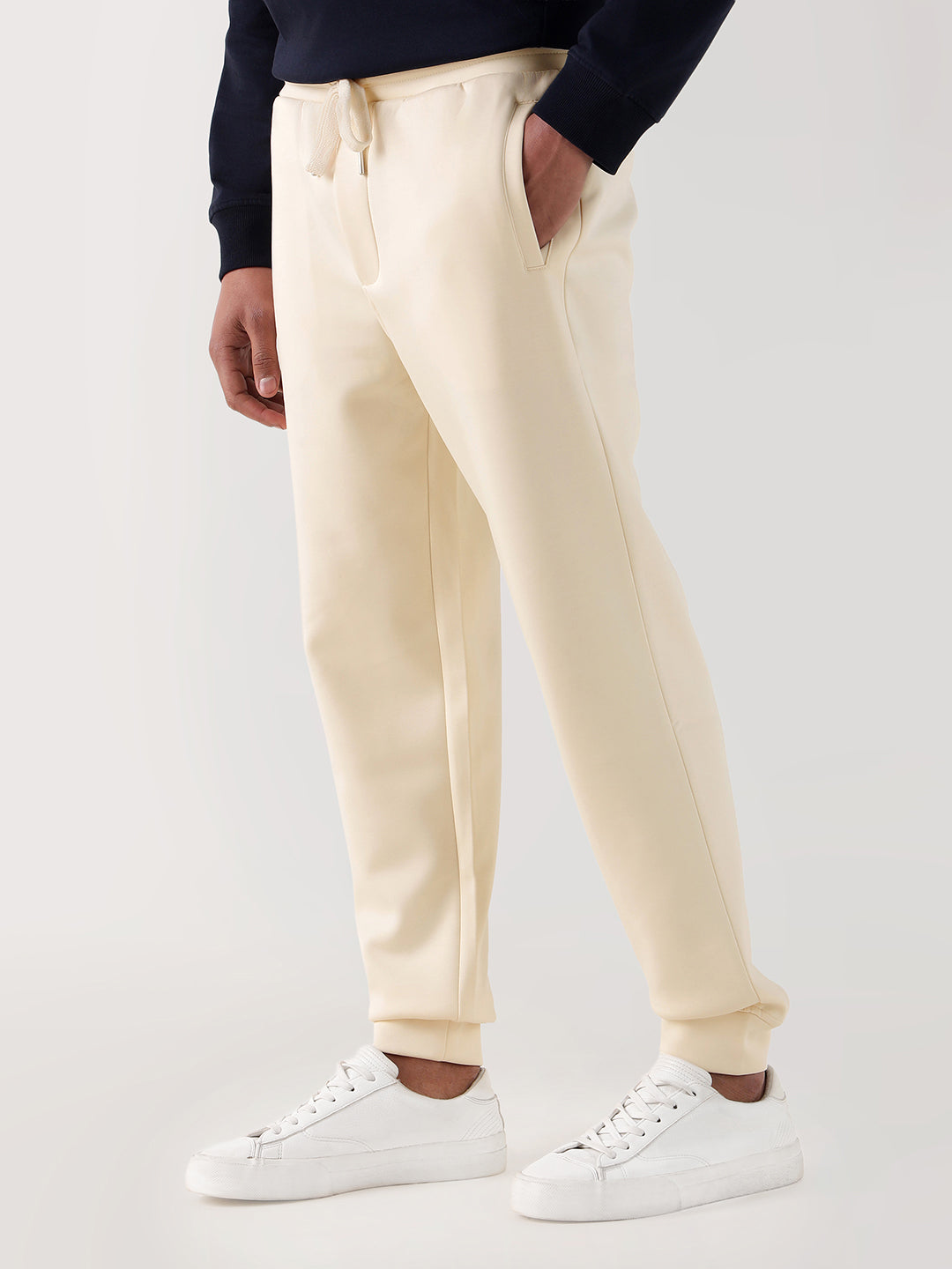 TRUE RELIGION Men Cream Embroidered Relaxed Fit Sweatpant