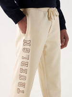 TRUE RELIGION Men Cream Embroidered Relaxed Fit Sweatpant
