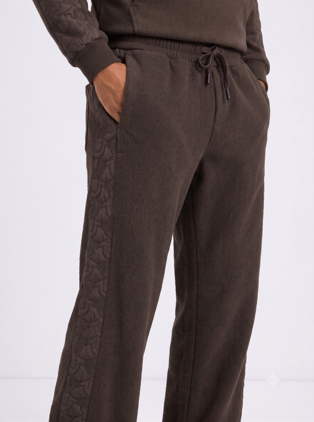 True Religion Men Brown Quilting Relaxed Fit Sweatpant