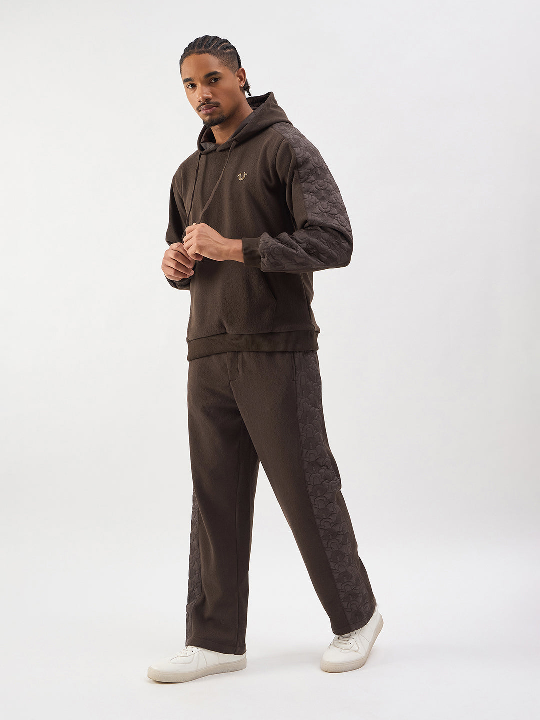 TRUE RELIGION Men Brown Quilting Relaxed Fit Sweatpant