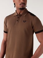 TRUE RELIGION Men Brown Logo Regular Fit Polo T-Shirt