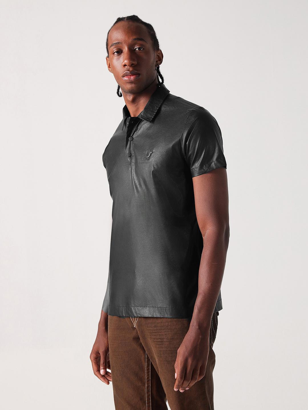 True Religion Men Black Solid Polo Tshirt