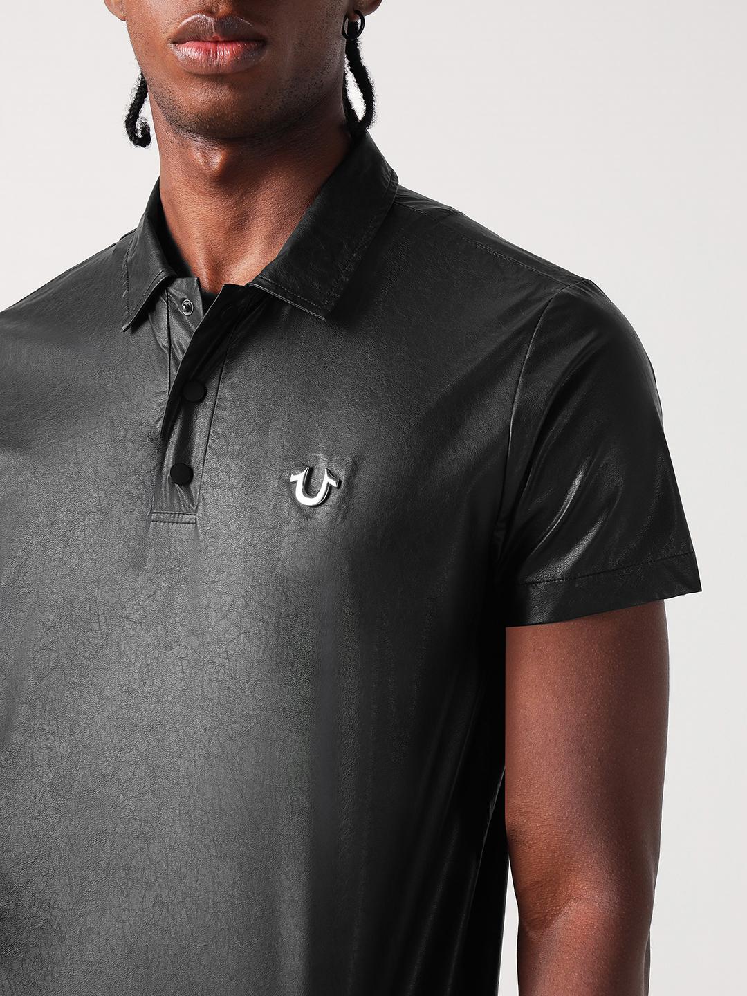 True Religion Men Black Solid Polo Tshirt