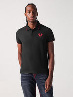 True Religion Men Black Solid Polo Tshirt