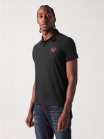 True Religion Men Black Solid Polo Tshirt
