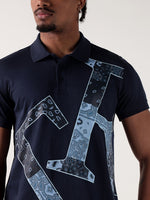 TRUE RELIGION Men Navy Blue Printed Regular Fit Polo T-Shirt