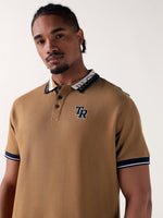 TRUE RELIGION Men Beige Logo Regular Fit Polo T-Shirt
