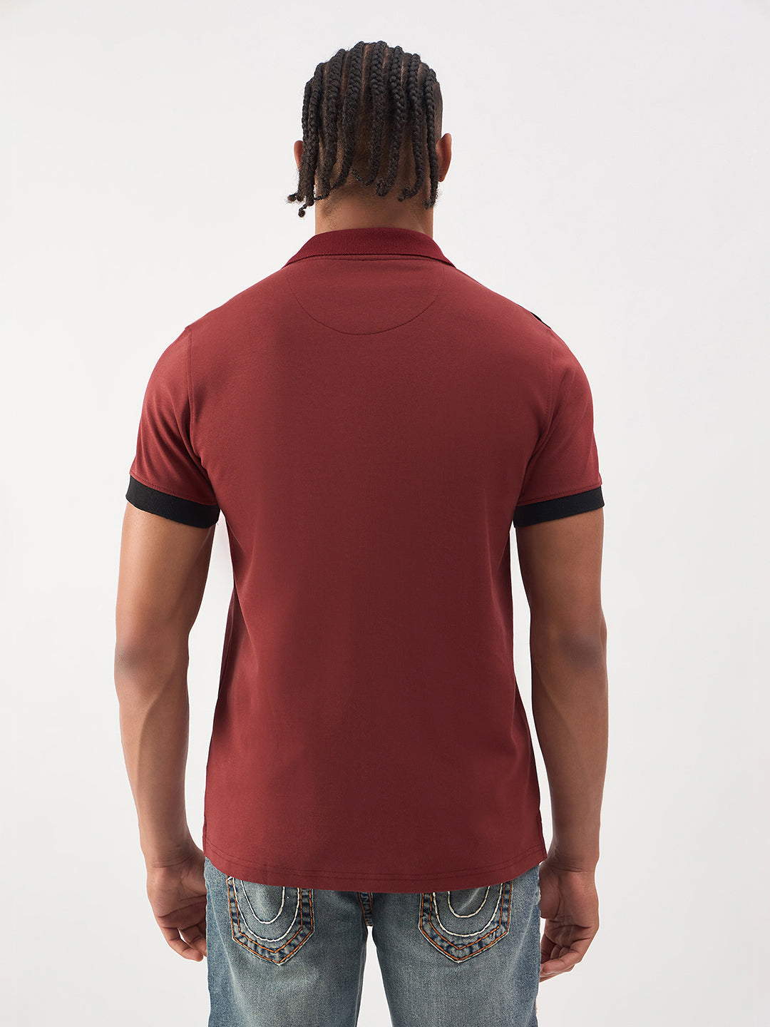 TRUE RELIGION Men Red Regular Fit Polo T-Shirt