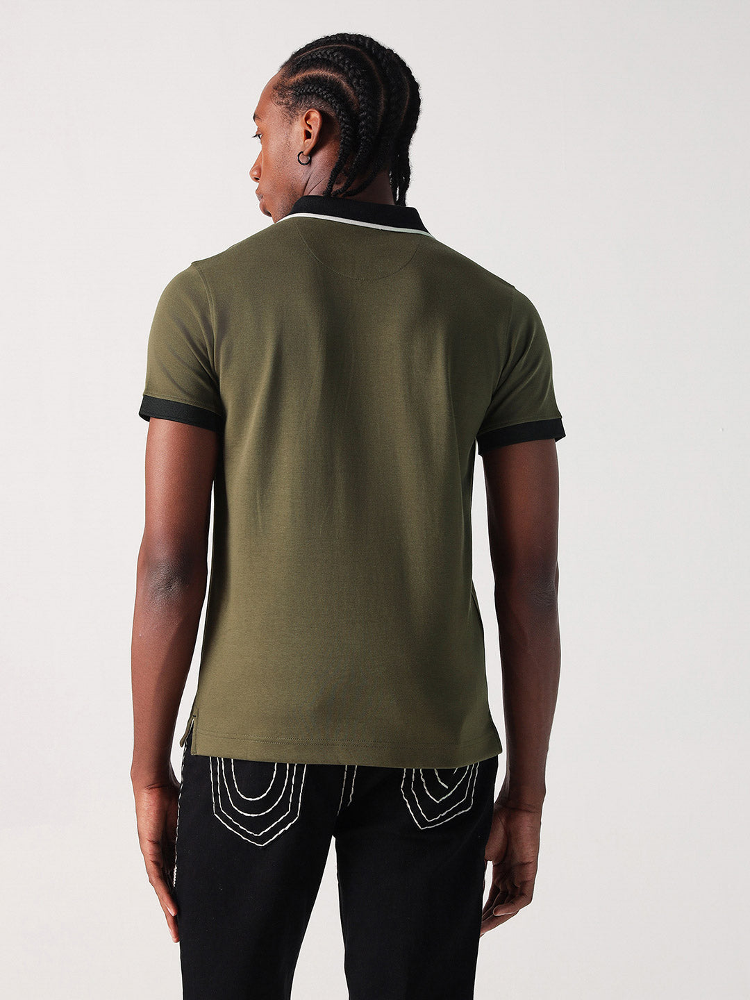 True Religion Men Green Solid Polo Tshirt