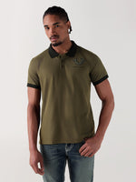 TRUE RELIGION Men Green Logo Regular Fit Polo T-Shirt