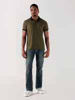 TRUE RELIGION Men Green Logo Regular Fit Polo T-Shirt