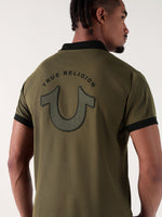 TRUE RELIGION Men Green Logo Regular Fit Polo T-Shirt