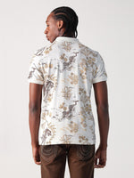 True Religion Men Cream Graphic Polo Tshirt