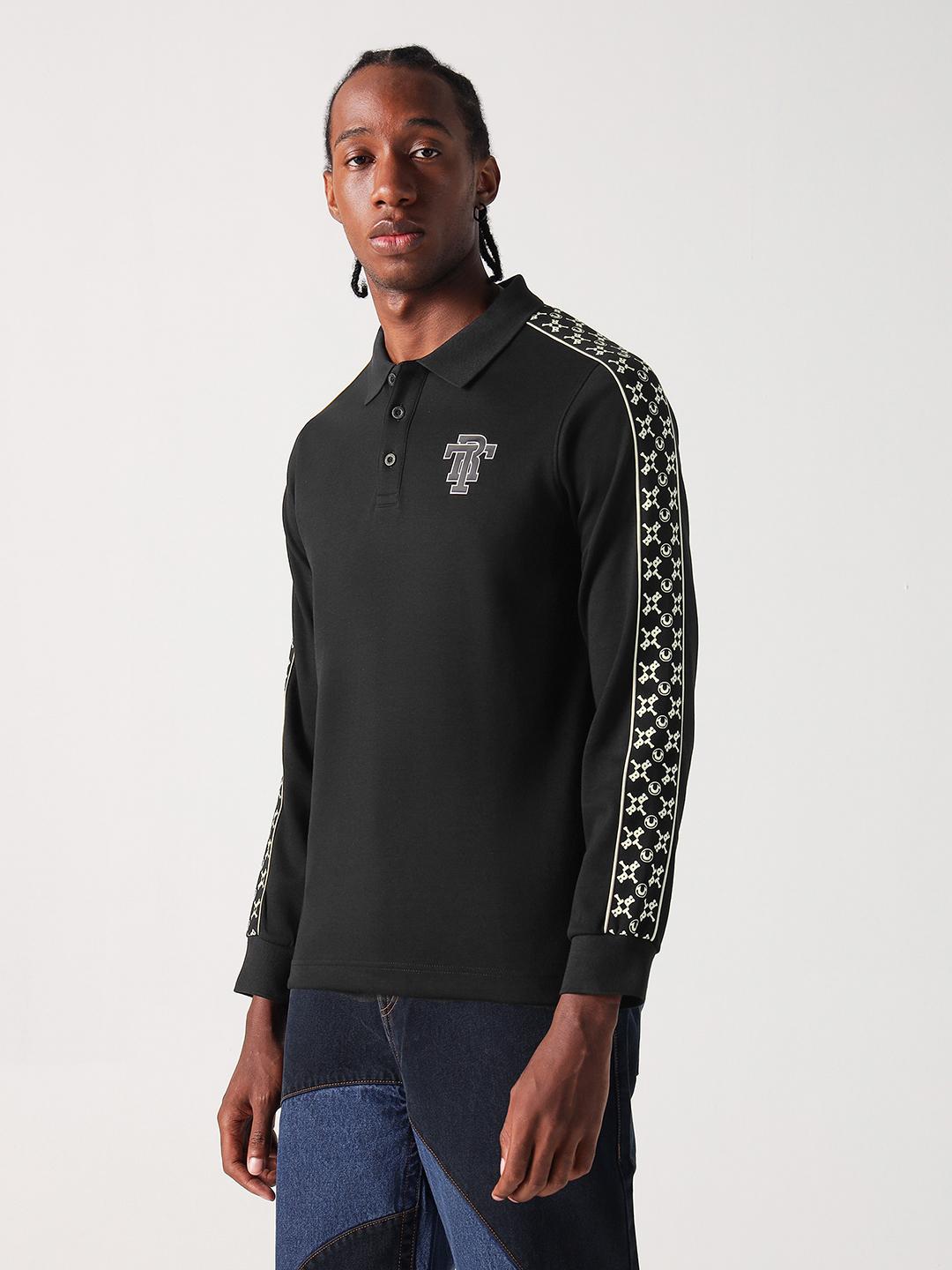 True Religion Men Black Solid Polo Tshirt