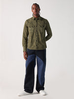 True Religion Men Green Printed Collar Shirt
