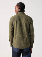 True Religion Men Green Printed Collar Shirt