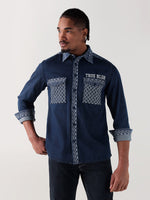 TRUE RELIGION Men Navy Blue Regular Fit Shirt