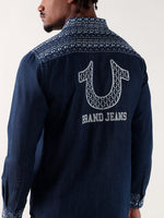 TRUE RELIGION Men Navy Blue Regular Fit Shirt