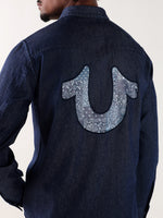 True Religion Men Navy Blue Regular Fit Shirt