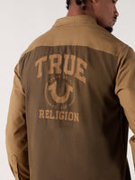TRUE RELIGION Men Brown Color Blocked Regular Fit Shirt
