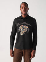 True Religion Men Black Solid Collar Shirt