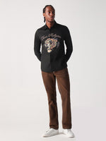 True Religion Men Black Solid Collar Shirt
