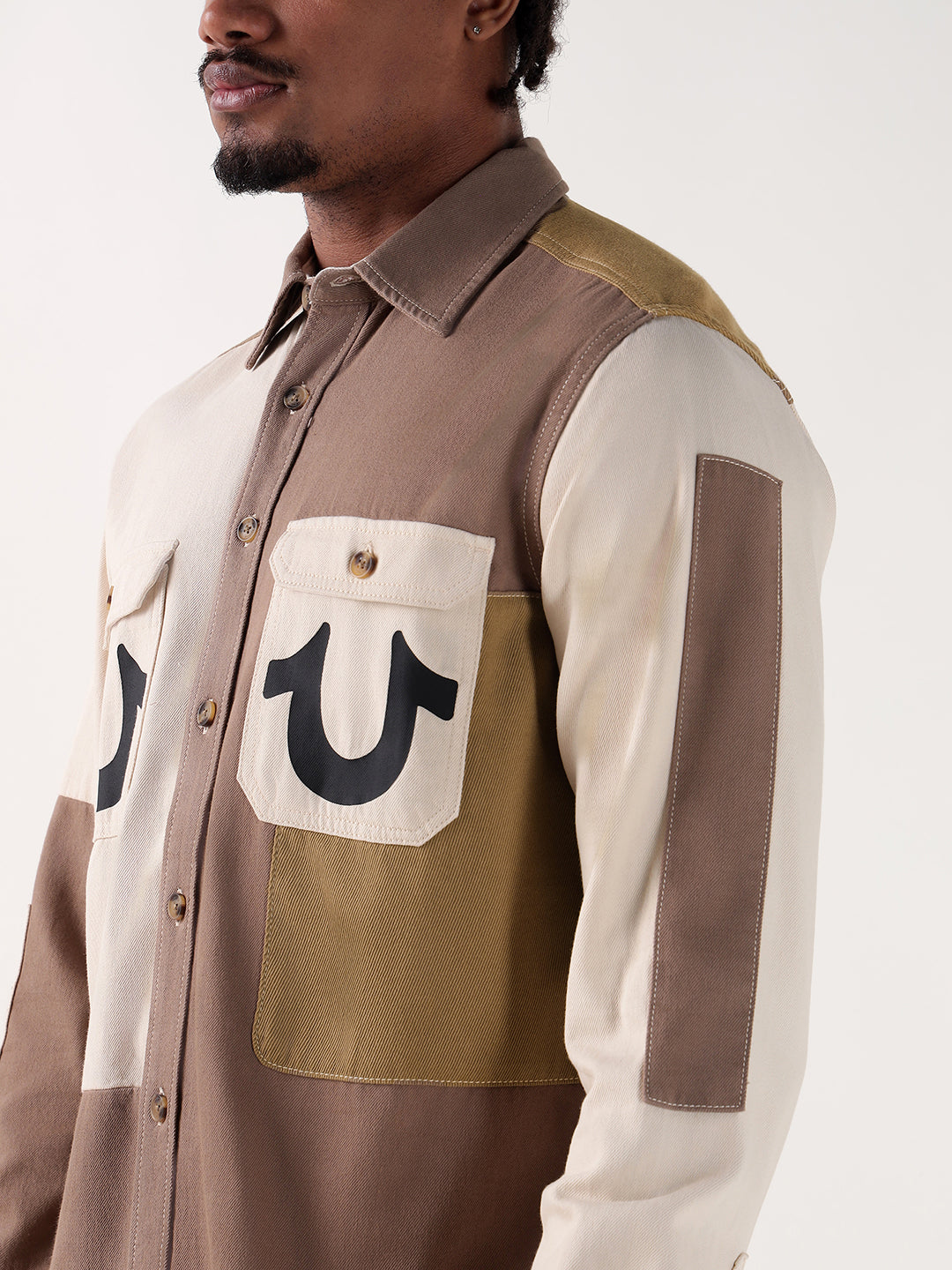 TRUE RELIGION Men Multi Color Blocked Regular Fit Shirt