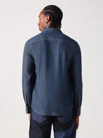 True Religion Men Blue Solid Collar Shirt