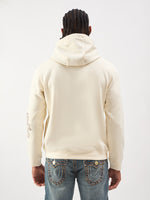TRUE RELIGION Men Cream Embroidered Regular Fit Hooded Sweatshirt