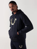 TRUE RELIGION Men Navy Blue Branded Artwork Regular Fit Hoodie
