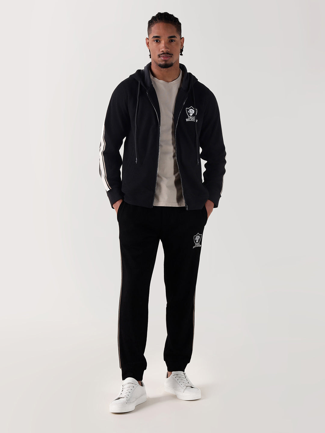 TRUE RELIGION Men Black Regular Fit Sweatshirt