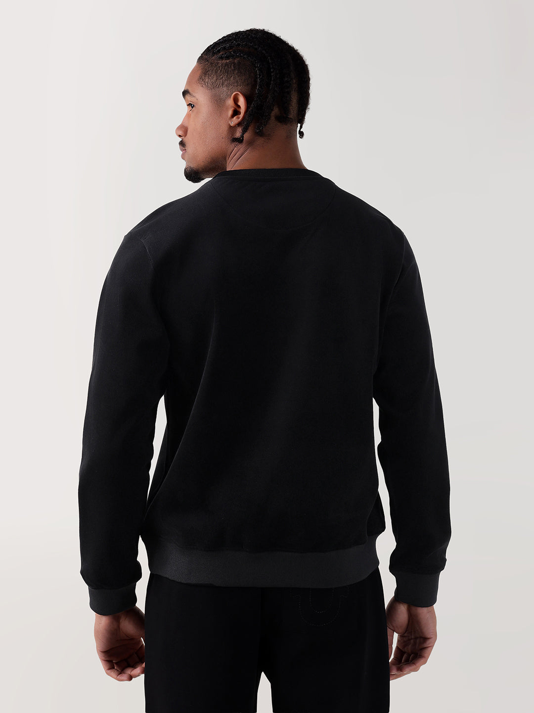 TRUE RELIGION Men Black Logo Round Neck Regular Fit Sweatshirt