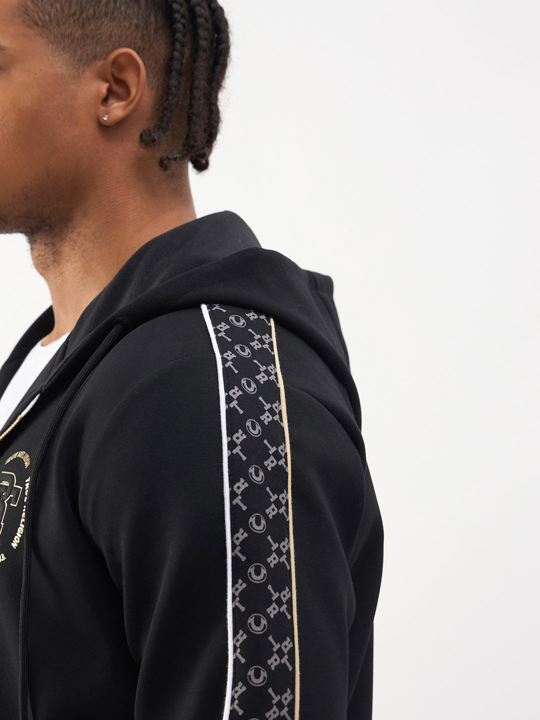 TRUE RELIGION Men Black Hooded Sweatshirt