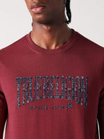 True Religion Men Red Solid Round Neck Tshirt