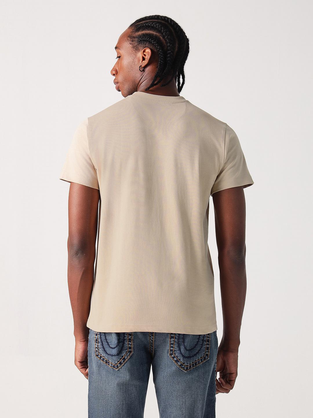 True Religion Men Beige Graphic Round Neck Tshirt